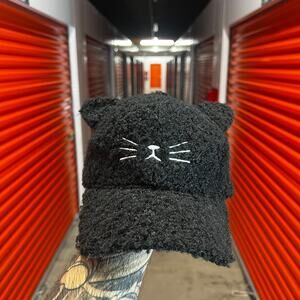 David & Young Black Faux Fur Cat Ear Hat OSFM Kitty Cap